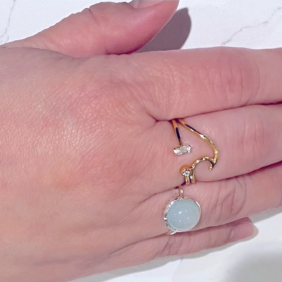 Open Design Cubic Zirconia Ring in real 14K Gold plated 925 Sterling Silver - Picture 5 of 7